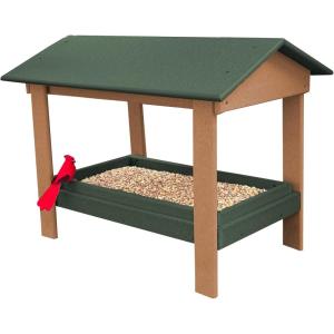 imageDutchCrafters Plastic Poly Covered Platform Ground Bird Feeder with Removable Seed Tray Durable Standing Bird Feeders for Outdoors  Amish Made in USA Weatherwood ampamp Turf GreenTurf Green  Cedar