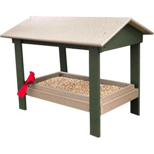 imageDutchCrafters Plastic Poly Covered Platform Ground Bird Feeder with Removable Seed Tray Durable Standing Bird Feeders for Outdoors  Amish Made in USA Weatherwood ampamp Turf GreenWeatherwood  Turf Green