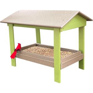 imageDutchCrafters Plastic Poly Covered Platform Ground Bird Feeder with Removable Seed Tray Durable Standing Bird Feeders for Outdoors  Amish Made in USA Weatherwood ampamp Turf GreenWeatherwood  Lime