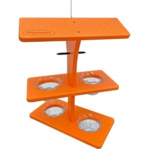 imageDutchCrafters Plastic Poly Double Platform Hanging Oriole Bird Feeder with Fruit Slice Holders ampamp Nectar Cups Jelly Bird Feeders for Outside  Amish Made in USA Triple Black ampamp Bright OrangeBright Orange