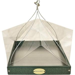 imageDutchCrafters Plastic Poly Large Square Hanging Bird Feeder with Mesh Seed Tray and Clear Covered Roof Wild Songbird Feeder  Amish Made in America Turf GreenTurf Green