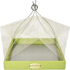 imageDutchCrafters Plastic Poly Large Square Hanging Bird Feeder with Mesh Seed Tray and Clear Covered Roof Wild Songbird Feeder  Amish Made in America Turf GreenLime Green