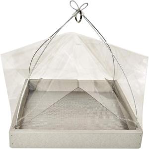 imageDutchCrafters Plastic Poly Large Square Hanging Bird Feeder with Mesh Seed Tray and Clear Covered Roof Wild Songbird Feeder  Amish Made in America Turf GreenLight Gray