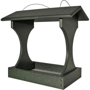 imageDutchCrafters Plastic Poly Tall Fly Through Outdoor Hanging Bird Feeder with Mesh Seed Tray Wild Bird Feeders for Outside Garden Balcony Yard  Amish Made in USA Dark Gray ampamp Light GrayTurf Green