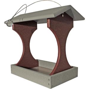 imageDutchCrafters Plastic Poly Tall Fly Through Outdoor Hanging Bird Feeder with Mesh Seed Tray Wild Bird Feeders for Outside Garden Balcony Yard  Amish Made in USA Dark Gray ampamp Light GrayLight Gray  Cherrywood