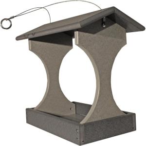 imageDutchCrafters Plastic Poly Tall Fly Through Outdoor Hanging Bird Feeder with Mesh Seed Tray Wild Bird Feeders for Outside Garden Balcony Yard  Amish Made in USA Dark Gray ampamp Light GrayDark Gray  Light Gray