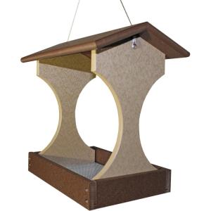 imageDutchCrafters Plastic Poly Tall Fly Through Outdoor Hanging Bird Feeder with Mesh Seed Tray Wild Bird Feeders for Outside Garden Balcony Yard  Amish Made in USA Dark Gray ampamp Light GrayTudor Brown  Weatherwood