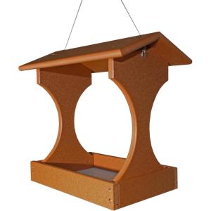 imageDutchCrafters Plastic Poly Tall Fly Through Outdoor Hanging Bird Feeder with Mesh Seed Tray Wild Bird Feeders for Outside Garden Balcony Yard  Amish Made in USA Dark Gray ampamp Light GrayCedar