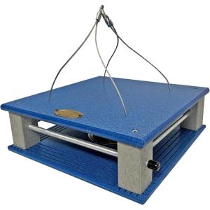 imageDutchCrafters Poly Gilbertson Large Covered Blue Bird Feeders for Outdoors Hanging Bluebird Feeder for Mealworms  Amish USA Made Milwaukee Brown ampamp WeatherwoodBright Blue  Light Gray