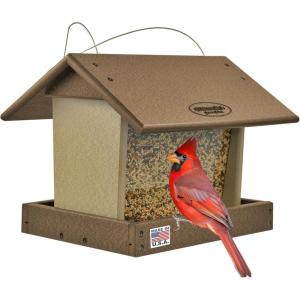 imageDutchCrafters Poly Hanging Hopper Bird Feeder Large Hanging Bird Feeder for Outside Outdoors  Amish American Made Turf Green ampamp CedarTudor Brown  Weatherwood