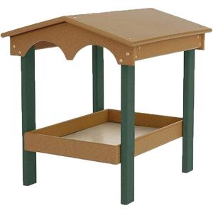 imageDutchCrafters Recycled Plastic Poly Large Covered Ground Fly Through Raised Platform Bird Feeder with Mesh Seed Tray  USA Amish Made Turf Green ampamp WeatherwoodCedar  Turf Green