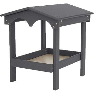 imageDutchCrafters Recycled Plastic Poly Large Covered Ground Fly Through Raised Platform Bird Feeder with Mesh Seed Tray  USA Amish Made Turf Green ampamp WeatherwoodDark Gray