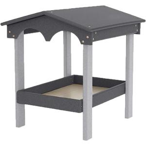 imageDutchCrafters Recycled Plastic Poly Large Covered Ground Fly Through Raised Platform Bird Feeder with Mesh Seed Tray  USA Amish Made Turf Green ampamp WeatherwoodDark Gray  Light Gray