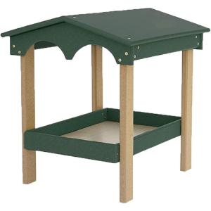 imageDutchCrafters Recycled Plastic Poly Large Covered Ground Fly Through Raised Platform Bird Feeder with Mesh Seed Tray  USA Amish Made Turf Green ampamp WeatherwoodTurf Green  Weatherwood