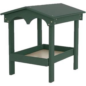 imageDutchCrafters Recycled Plastic Poly Large Covered Ground Fly Through Raised Platform Bird Feeder with Mesh Seed Tray  USA Amish Made Turf Green ampamp WeatherwoodTurf Green