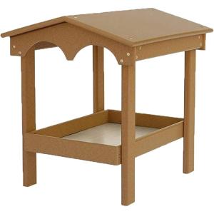 imageDutchCrafters Recycled Plastic Poly Large Covered Ground Fly Through Raised Platform Bird Feeder with Mesh Seed Tray  USA Amish Made Turf Green ampamp WeatherwoodBright Cedar