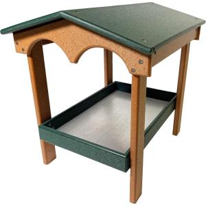 imageDutchCrafters Recycled Plastic Poly Large Covered Ground Fly Through Raised Platform Bird Feeder with Mesh Seed Tray  USA Amish Made Turf Green ampamp WeatherwoodTurf Green  Cedar