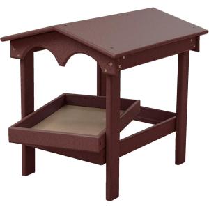 imageDutchCrafters Recycled Plastic Poly Large Raised Platform Covered Ground Fly Through Bird Feeder with Removable Seed Tray for Outdoors  USA Amish Made Weathered WoodCherrywood