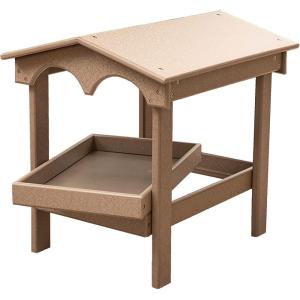 imageDutchCrafters Recycled Plastic Poly Large Raised Platform Covered Ground Fly Through Bird Feeder with Removable Seed Tray for Outdoors  USA Amish Made Weathered WoodWeathered Wood