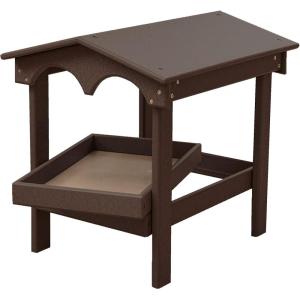 imageDutchCrafters Recycled Plastic Poly Large Raised Platform Covered Ground Fly Through Bird Feeder with Removable Seed Tray for Outdoors  USA Amish Made Weathered WoodMilwaukee Brown