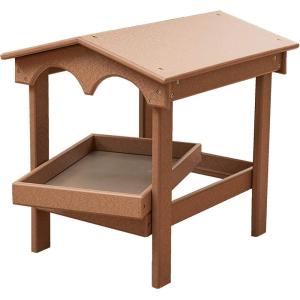 imageDutchCrafters Recycled Plastic Poly Large Raised Platform Covered Ground Fly Through Bird Feeder with Removable Seed Tray for Outdoors  USA Amish Made Weathered WoodCedar