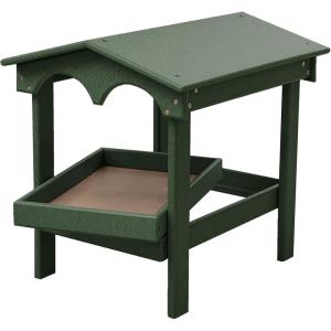 imageDutchCrafters Recycled Plastic Poly Large Raised Platform Covered Ground Fly Through Bird Feeder with Removable Seed Tray for Outdoors  USA Amish Made Weathered WoodTurf Green