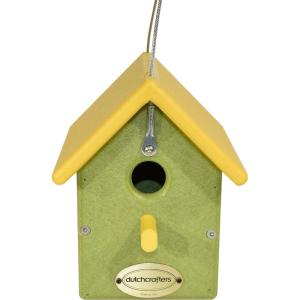 imageDutchCrafters Small Plastic Poly Hanging Bird House with Perch and Detachable Roof Outdoor Nesting Box for Wild Birds  Amish Made in USA Light Gray ampamp Aruba BlueLemon Yellow  Lime Green