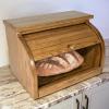 imageDutchCrafters Amish USA Made Solid Wood Countertop Bread Box Bread Holder for Kitchen Counter Large Bread Box for Kitchen Countertop Cherry  NaturalOak  Chestnut