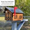 imageDutchCrafters Large Farmhouse Mailbox Durable Plastic Barn Mailboxes for Outside Post Mount Mail Box with Flag Barnhouse Style  Amish Made in America Black and CedarCherrywood and Black