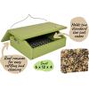 imageDutchCrafters Plastic Poly Small Upside Down Hanging Wild Bird Feeder with Suet Cake Holder and Removable Roof  Amish Made in USA Small Turf Green ampamp Weatherwood