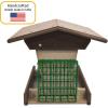 imageDutchCrafters Poly Post Mount Hopper Bird Feeder with Two Suet Cake Cages Post Mounted Outdoor Wild Bird Feeder for Outside Turf Green ampamp Bright CedarMilwaukee Brown  Weatherwood