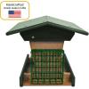 imageDutchCrafters Poly Post Mount Hopper Bird Feeder with Two Suet Cake Cages Post Mounted Outdoor Wild Bird Feeder for Outside Turf Green ampamp Bright CedarTurf Green  Bright Cedar