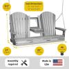 imageLuxCraft 5 Adirondack Hanging Front Porch Swing with Flip Down Console Seats Up to 3 Outdoor Patio Swing Bench for Outside Birch ampamp WhiteCoastal Gray