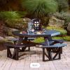 imageLuxCraft Poly Octagon Picnic Table  Outside Table for Adults ampamp Kids Seats 8 UV Resistant and Heavy Duty Durable Outdoor Furniture Amish Made in USA Cedar ampamp BlackBlue  White