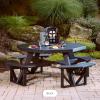 imageLuxCraft Poly Octagon Picnic Table  Outside Table for Adults ampamp Kids Seats 8 UV Resistant and Heavy Duty Durable Outdoor Furniture Amish Made in USA Cedar ampamp BlackBrazilian Walnut  Black