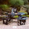 imageLuxCraft Poly Octagon Picnic Table  Outside Table for Adults ampamp Kids Seats 8 UV Resistant and Heavy Duty Durable Outdoor Furniture Amish Made in USA Cedar ampamp BlackWeatherwood  Chestnut Brown