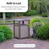 imageLuxCraft Poly Outdoor Trash Can Garbage Can Outdoor  Durable All Weather Commercial Trash Can ampamp Residential Outdoor Trash Bin for Patio Pool Park Business and Personal Dove Gray ampamp BlackWhite
