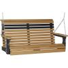 imageLuxCraft 4 Poly Rollback Plain Porch Swing Made with Recycled Plastics  Made in USA Chestnut BrownCedar  Black