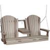 imageLuxCraft 5 Adirondack Hanging Front Porch Swing with Flip Down Console Seats Up to 3 Outdoor Patio Swing Bench for Outside Birch ampamp WhiteWeatherwood  Chestnut Brown