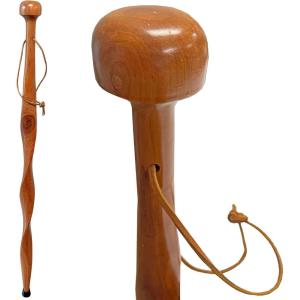 imageDutchCrafters 36quot Twisted Carved Solid Wood Knob Handle Walking Cane Wooden Walking Sticks for Men with Leather Wrist Strap Rubber Foot for Men Women Seniors  Amish American MadeCedar