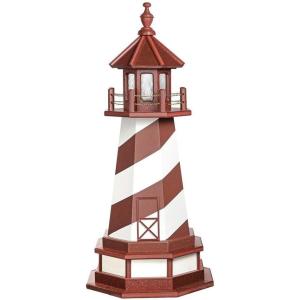 imageDutchCrafters Cape Hatteras NC Decorative Light Up Wooden Lighthouse Outdoor Yard Garden Statue  Amish Made in America 5 PatrioticCherry Wood  White