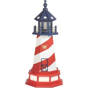 imageDutchCrafters Cape Hatteras NC Solar Lighthouse with LED Dusk to Dawn Lights Outdoor Statues for Garden Solar Lights Outdoor Waterproof Patio Decor  Amish USA Patriotic 3 with BasePatriotic