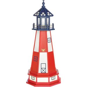 imageDutchCrafters Cape Henry VA Lighthouse with Dusk to Dawn Solar Outdoor Lighting Outdoor Statues for Garden Solar Garden Decor  Amish Made in USA Patriotic 3 with BasePatriotic