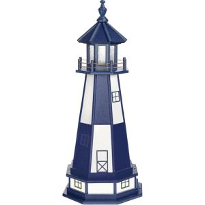 imageDutchCrafters Cape Henry VA Lighthouse with Dusk to Dawn Solar Outdoor Lighting Outdoor Statues for Garden Solar Garden Decor  Amish Made in USA Patriotic 3 with BasePatriot Blue  White