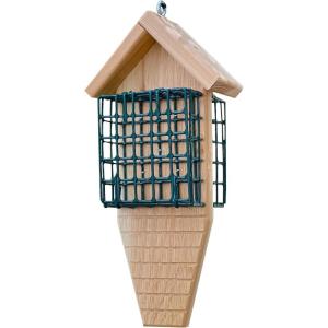 imageDutchCrafters Double Suet Cage Cedar Wood Bird Feeder with Grooved Tail Prop Outdoor Wooden Suet Cake Holder Bird Feeder Hanging Mount  Amish Made in USA