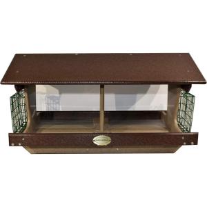 imageDutchCrafters Large Poly Plastic Bird Feeders for Outdoors with Two Suet Cages Outdoor Bird Feeder for Wild Birds Holds 2 Suet Cakes and Seed  USA Amish Made Turf Green ampamp CedarMilwaukee Brown  Weatherwood