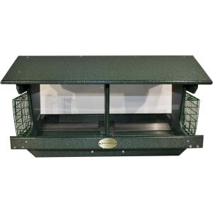 imageDutchCrafters Large Poly Plastic Bird Feeders for Outdoors with Two Suet Cages Outdoor Bird Feeder for Wild Birds Holds 2 Suet Cakes and Seed  USA Amish Made Turf Green ampamp CedarTurf Green