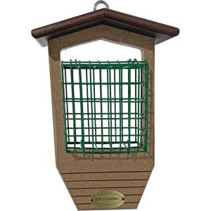 imageDutchCrafters Plastic Poly Hanging Bird Feeders for Outdoors with Suet Cake Holder for Woodpeckers Suet Bird Feeders for Outside Wild Birds with Groove and Tail Prop Turf GreenMilwaukee Brown  Weatherwood