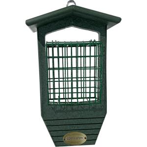 imageDutchCrafters Plastic Poly Hanging Bird Feeders for Outdoors with Suet Cake Holder for Woodpeckers Suet Bird Feeders for Outside Wild Birds with Groove and Tail Prop Turf GreenTurf Green