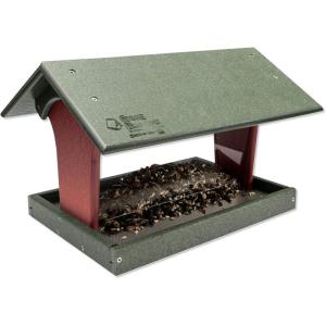 imageDutchCrafters Plastic Poly Hanging Hopper Bird Feeder Large Capacity Silo Bird Feeder AllWeather Feeding Station for Outdoors  Amish Made in USA Turf Green ampamp Cherry WoodTurf Green  Cherry Wood